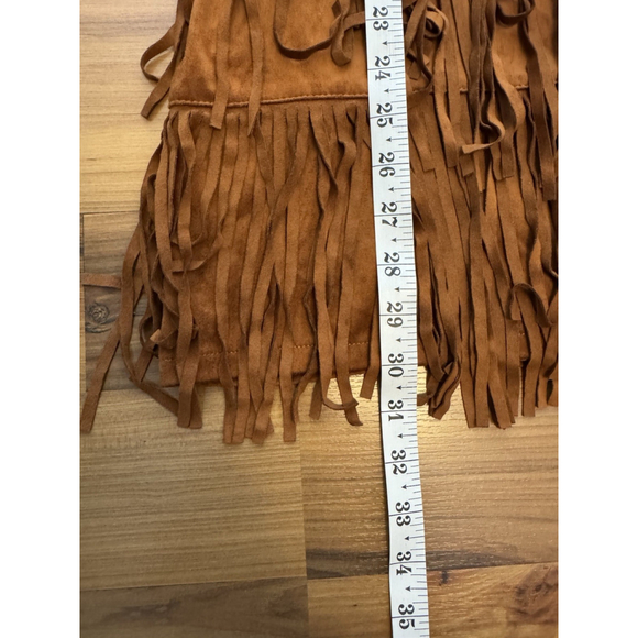 Trixxi Faux Suede Fringe Mini Dress Medium Western Boho Festival Cowgirl Brown - Picture 9 of 10